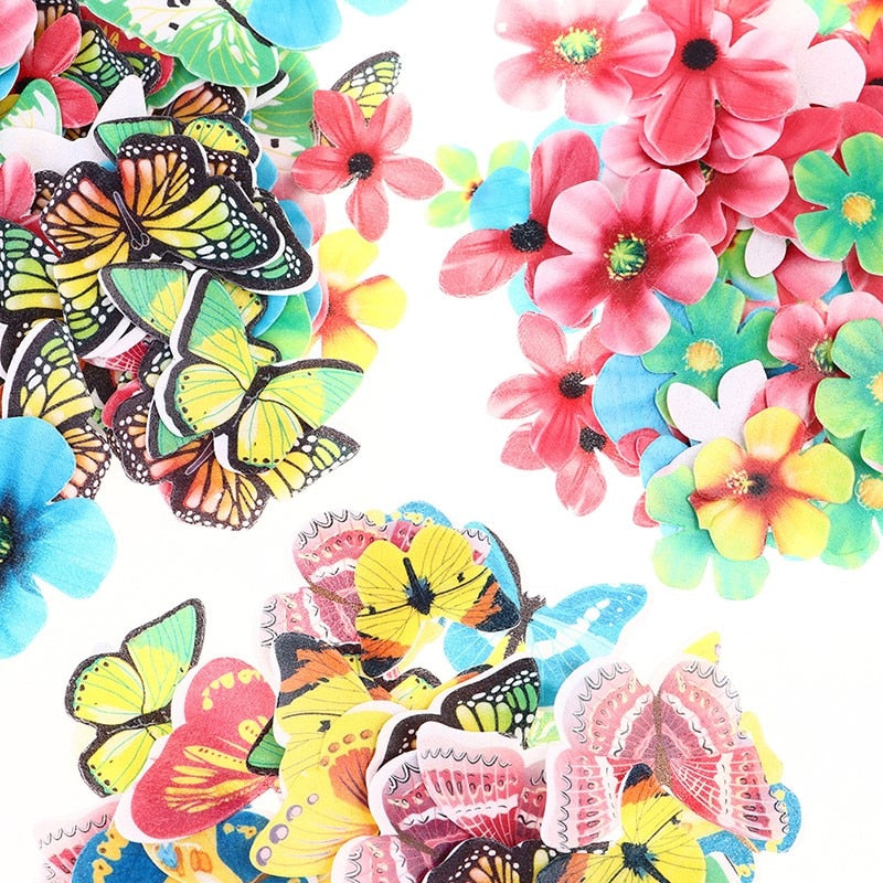 Edible Mixed Flowers Butterfly Wafer Rice Paper