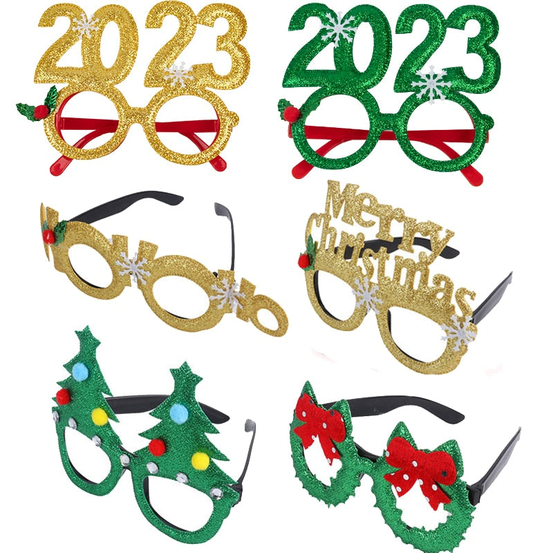 Christmas Decorations Glasses Frame Santa Snowman Glasses