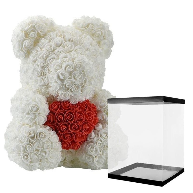 Gifts for Her Red Bear Rose Artificial Flowers Teddy Bear