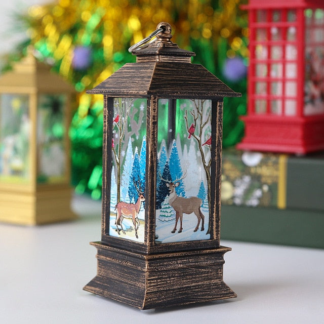 Navidad Merry Christmas Decor for Home  Santa Claus Snowman Lantern Light