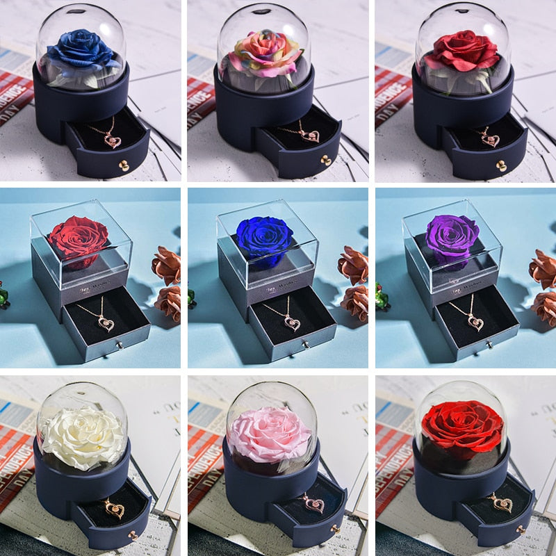 Eternal Rose Jewelry Box Preserved Flower Storage Case