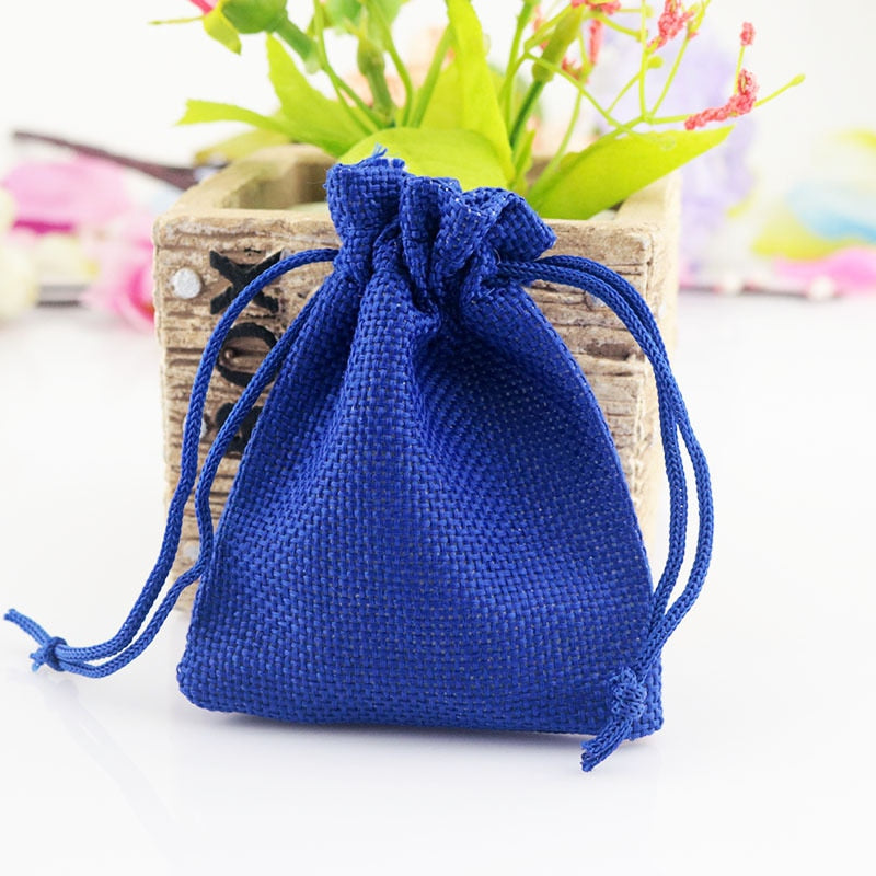 Khaki Color Natural Burlap Linen Jewelry Bag