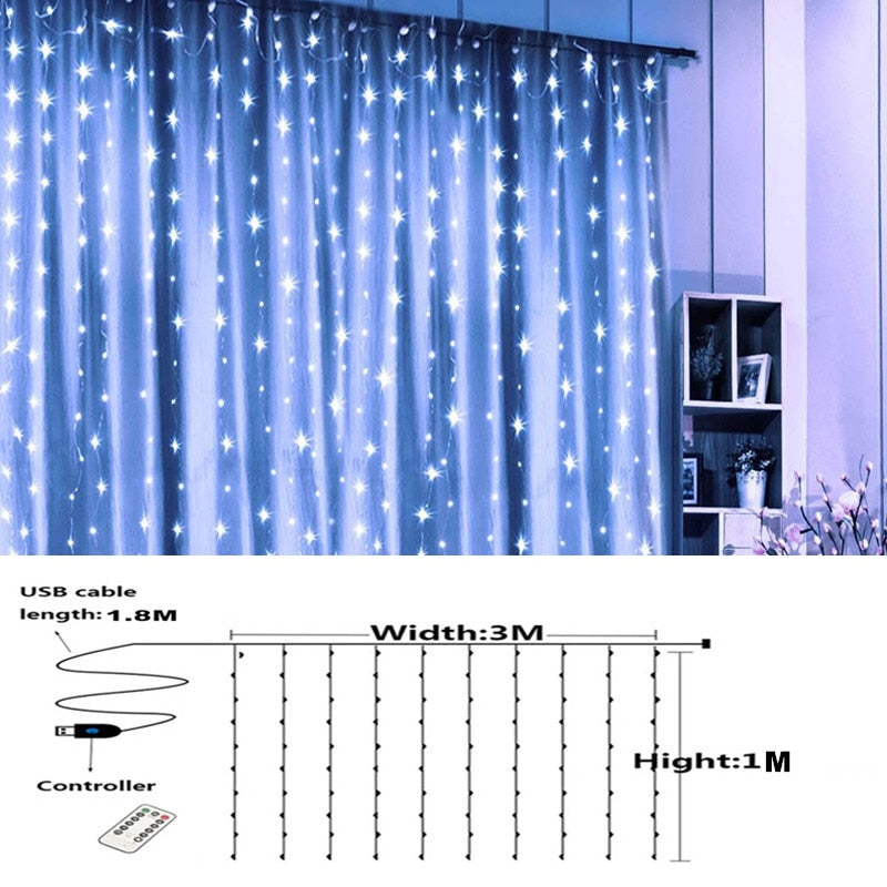 Christmas Decoration for Home Curtain String Light