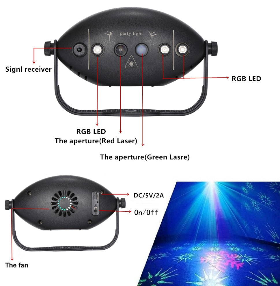 Stage Christmas Laser Projector Disco Rugby Rechargeable Festive Lights