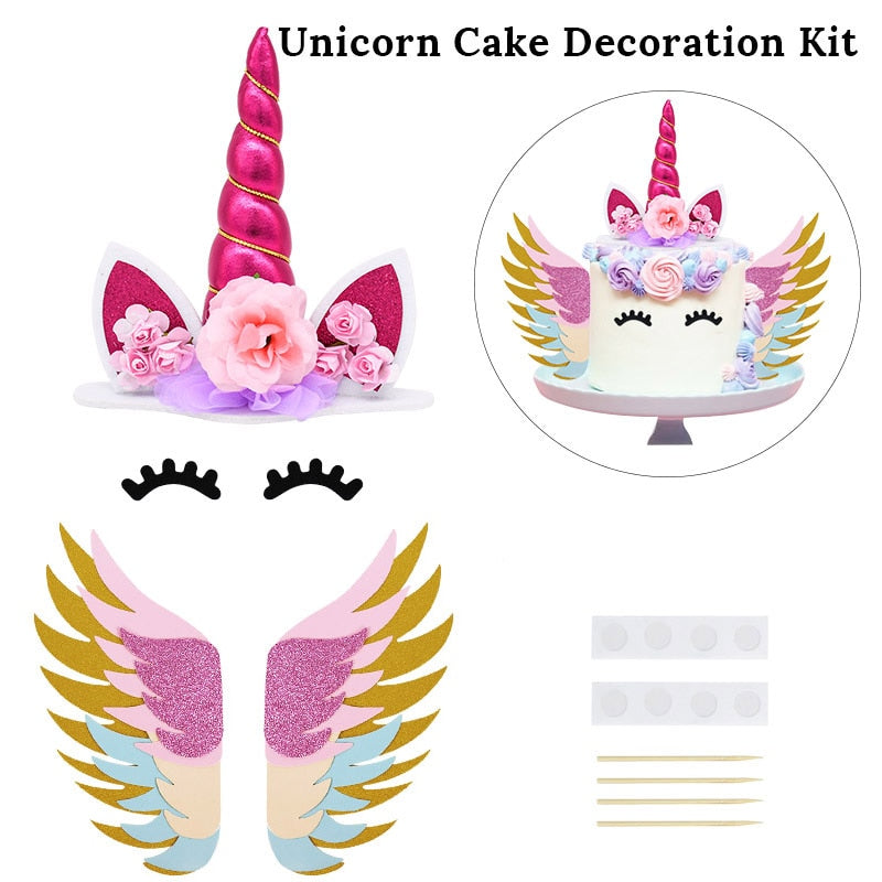 Rainbow Unicorn Cake Topper Kids Girl Birthday Party