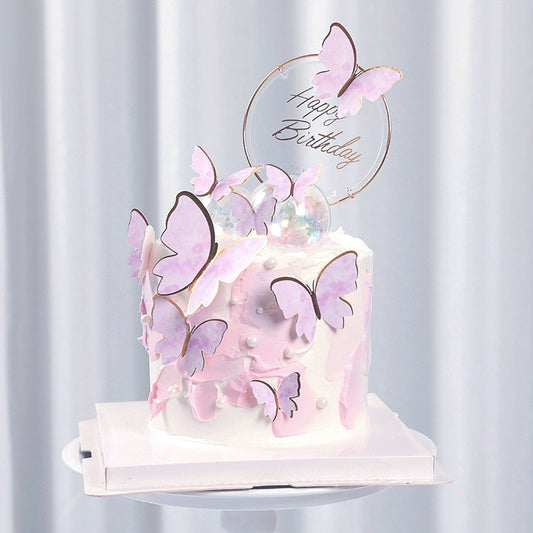 Purple Pink Butterfly Cake Decoration Topper
