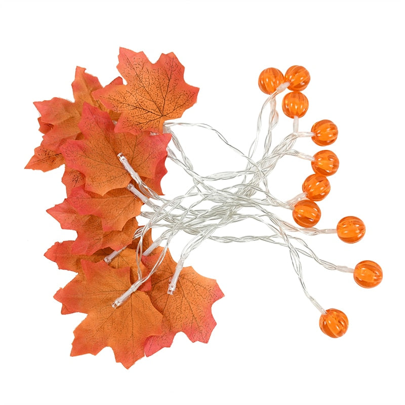 10/20Leds Pumpkin Maple Leaves Light String