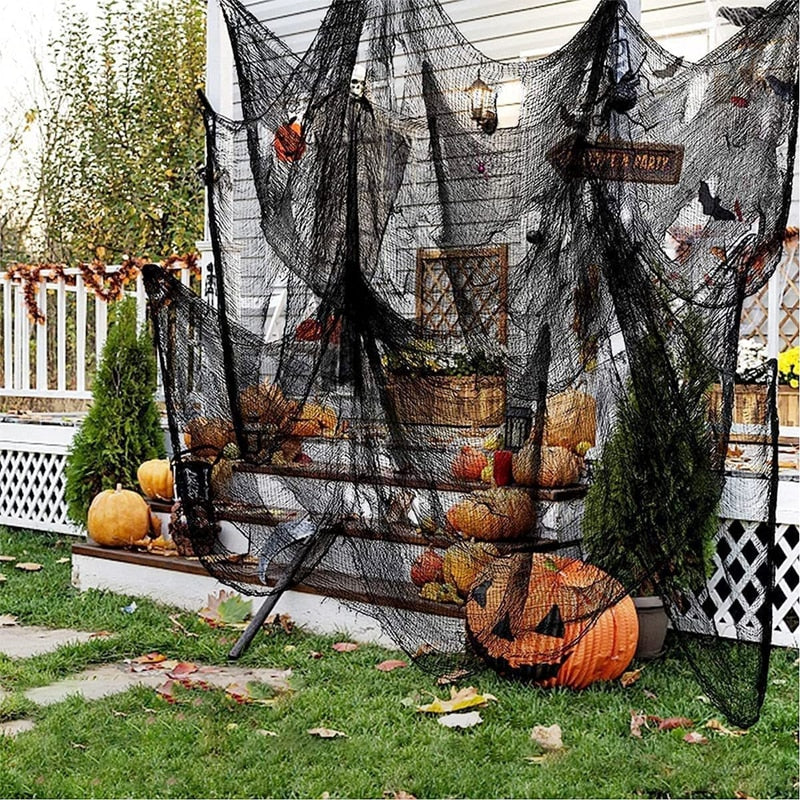 Halloween Large Black Grid Yarn Cloth
