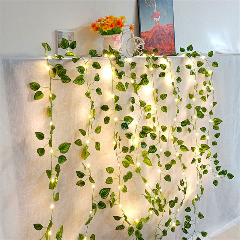 Flower Green Leaf String Lights Artificial Vine Fairy Lights