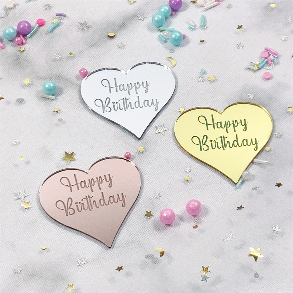 Gold Baby Shower Happy Birthday Cake Toppers