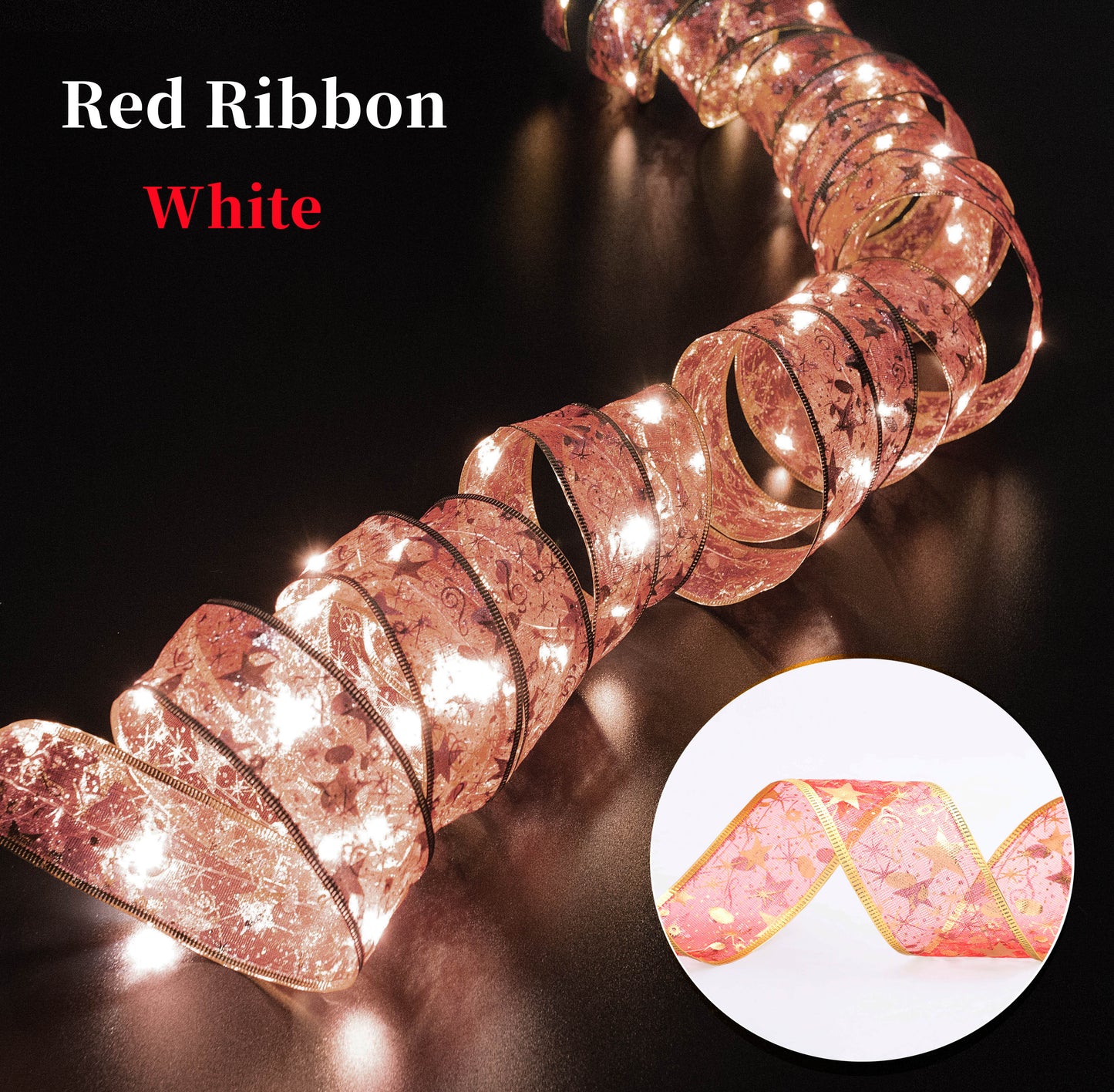 Christmas Ribbon Fairy Light Decoration