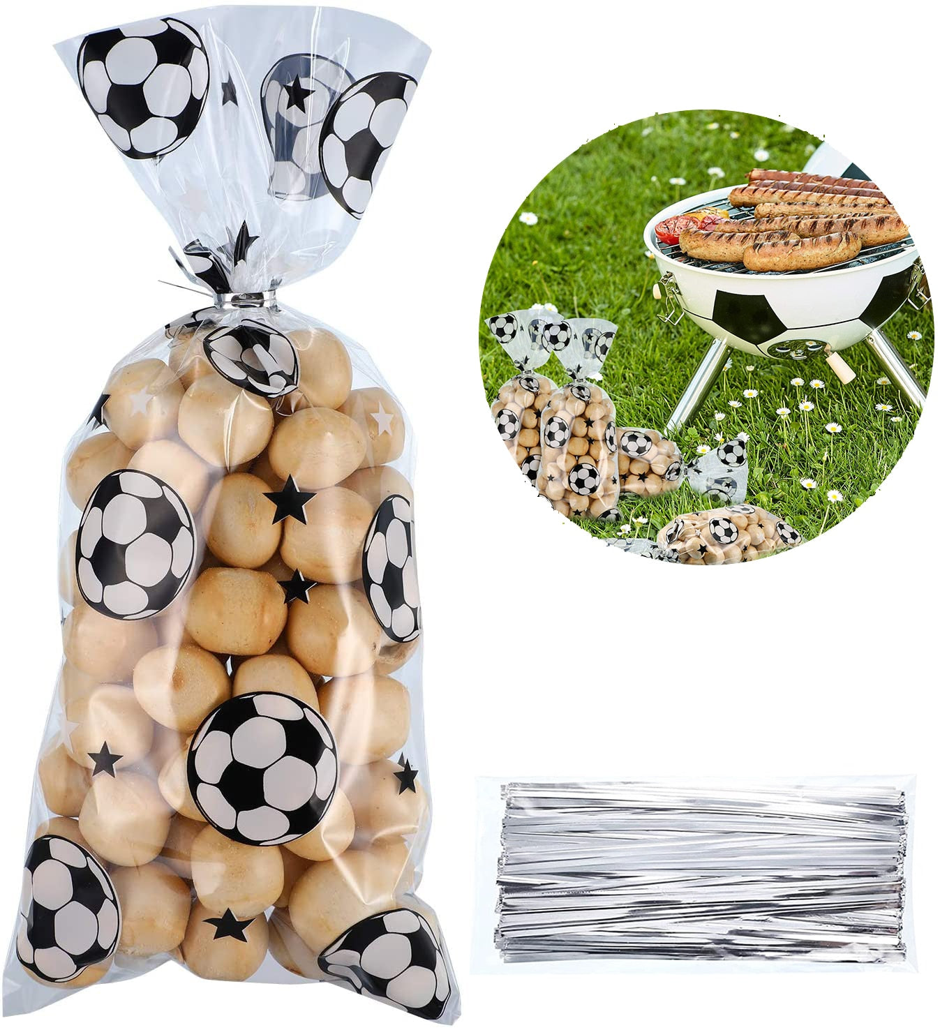 Soccer Party Favors Bag Heat Sealable Treat Candy Bags