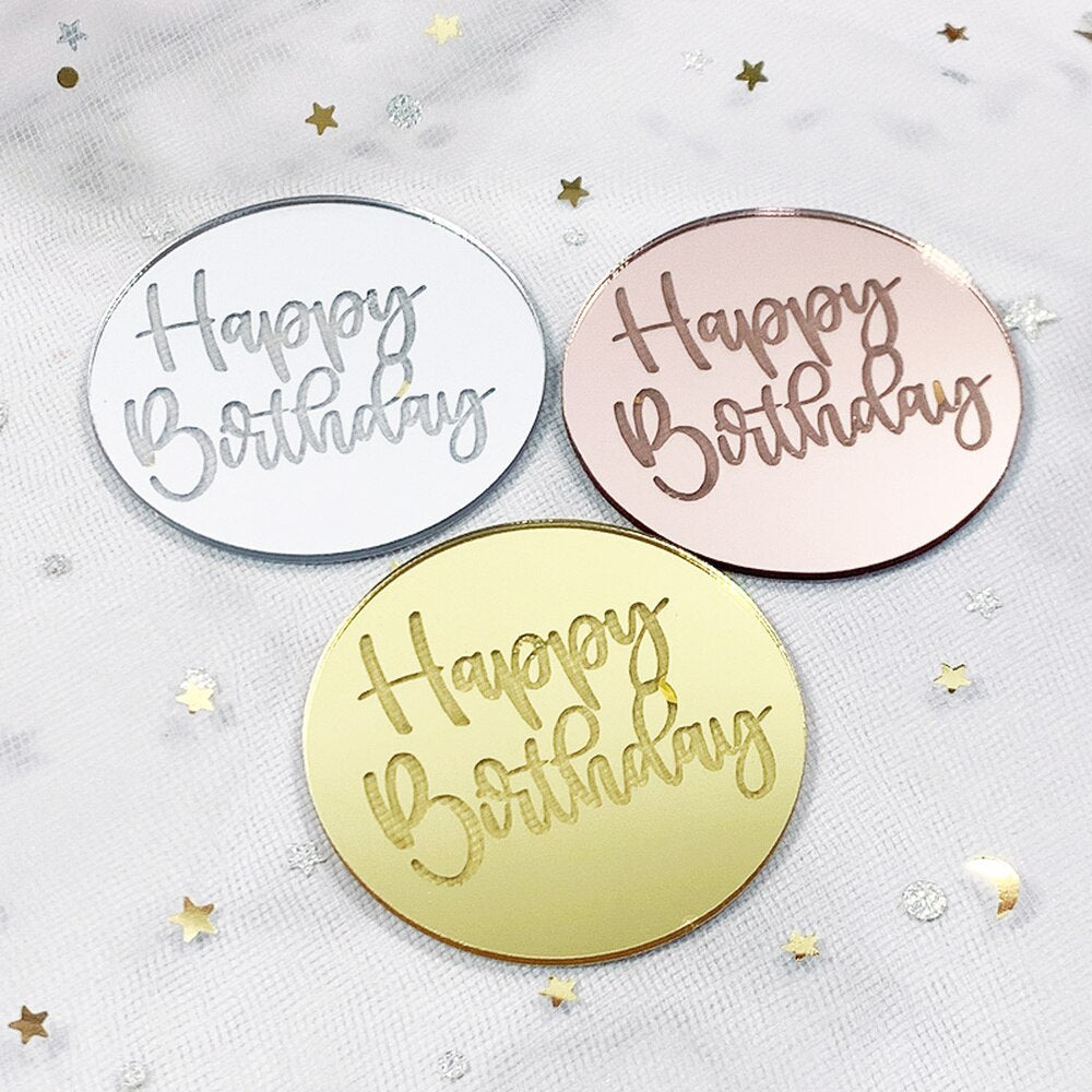 Gold Baby Shower Happy Birthday Cake Toppers