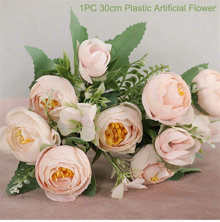 Rose Pink Silk Bouquet Peony Artificial Flowers