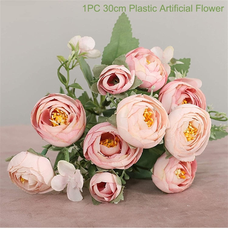 Rose Pink Silk Bouquet Peony Artificial Flowers