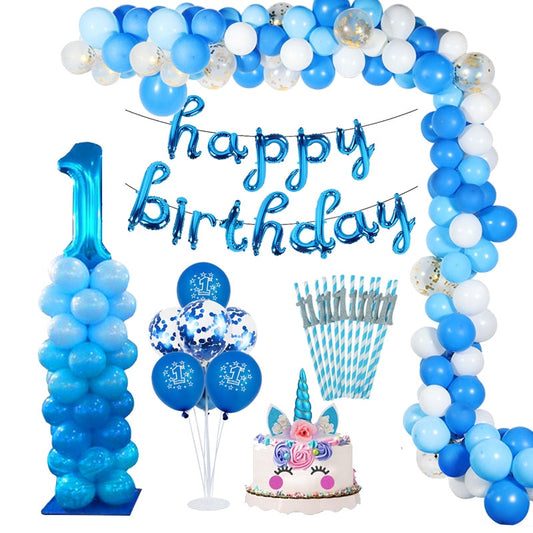 1 year Boy Birthday First Birthday Baby Shower Boy Decorations Blue Baby Party Set Birthday Party Decorations Kids Girl or Boy