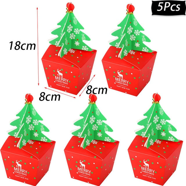 WEIGAO Merry Christmas Candy Box Bag Christmas Santa Snowman Gift Box Paper Box Gift Bag Container Supplies Navidad Kerst 2019