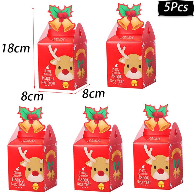 WEIGAO Merry Christmas Candy Box Bag Christmas Santa Snowman Gift Box Paper Box Gift Bag Container Supplies Navidad Kerst 2019