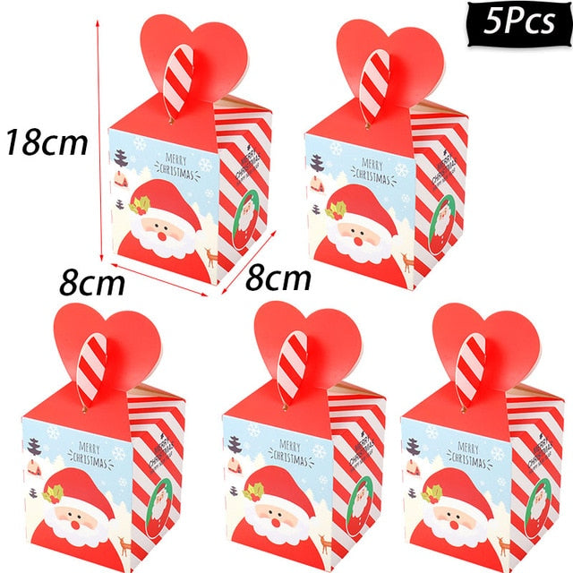 WEIGAO Merry Christmas Candy Box Bag Christmas Santa Snowman Gift Box Paper Box Gift Bag Container Supplies Navidad Kerst 2019