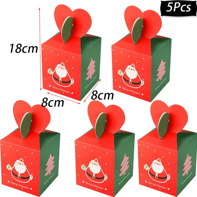 WEIGAO Merry Christmas Candy Box Bag Christmas Santa Snowman Gift Box Paper Box Gift Bag Container Supplies Navidad Kerst 2019