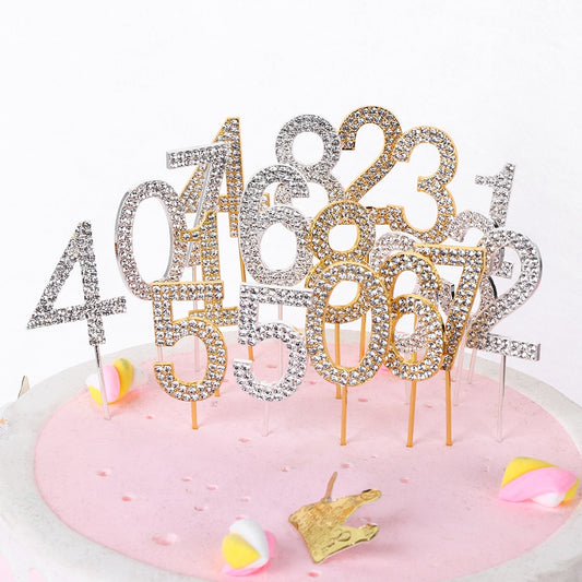 Gold Diamond-studded Cake Topper