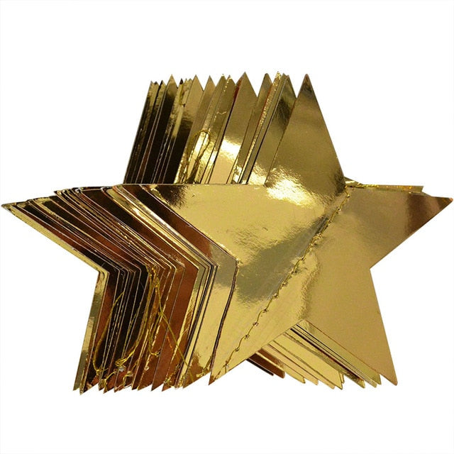 Gold Silver Paper Garland Star String Banners