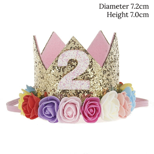 WEIGAO 1pcs 1 2 3 Birthday Caps Flower Crown