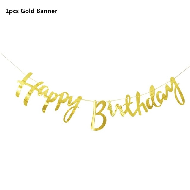 Black Gold Happy Birthday Banner Balloons