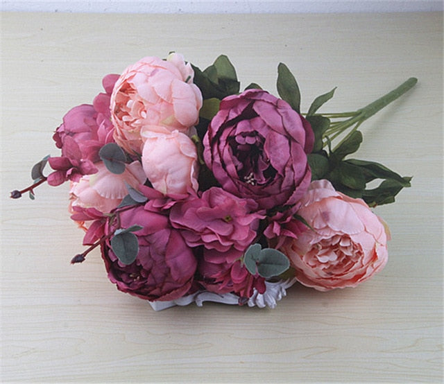 1Bunch European Artificial Peony Decorative Party Silk fake Flowers Peonies For Home Hotel decor DIY Wedding Decoration wreath