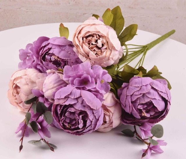 1Bunch European Artificial Peony Decorative Party Silk fake Flowers Peonies For Home Hotel decor DIY Wedding Decoration wreath