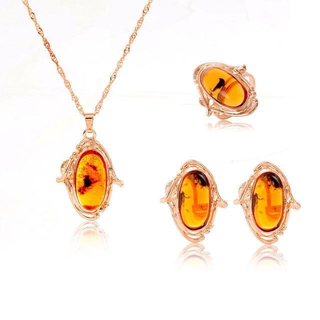 bridal gold color necklace earrings Ring wedding crystal sieraden women fashion jewellery set
