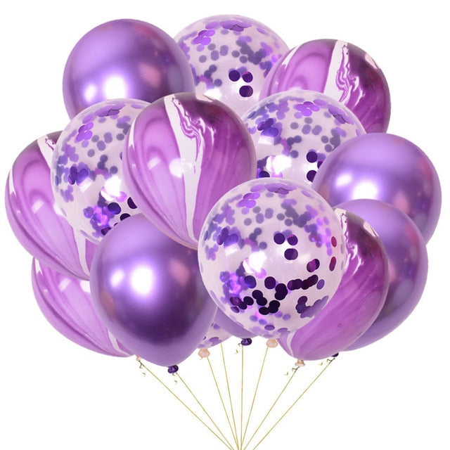 Agate Balloons with Confetti Baloon Metal  Latex Balloon Birthday Party Weddding Decoration Globos Graduation Decor