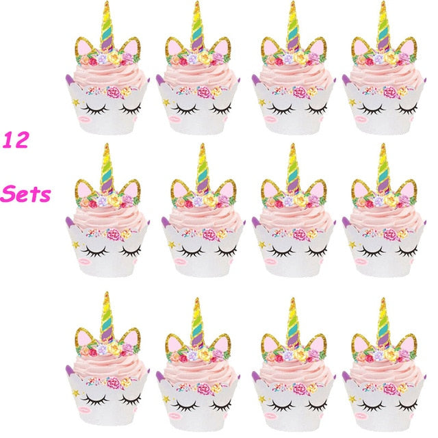 Unicorn Birthday Party Decors Disposable Tableware Kit