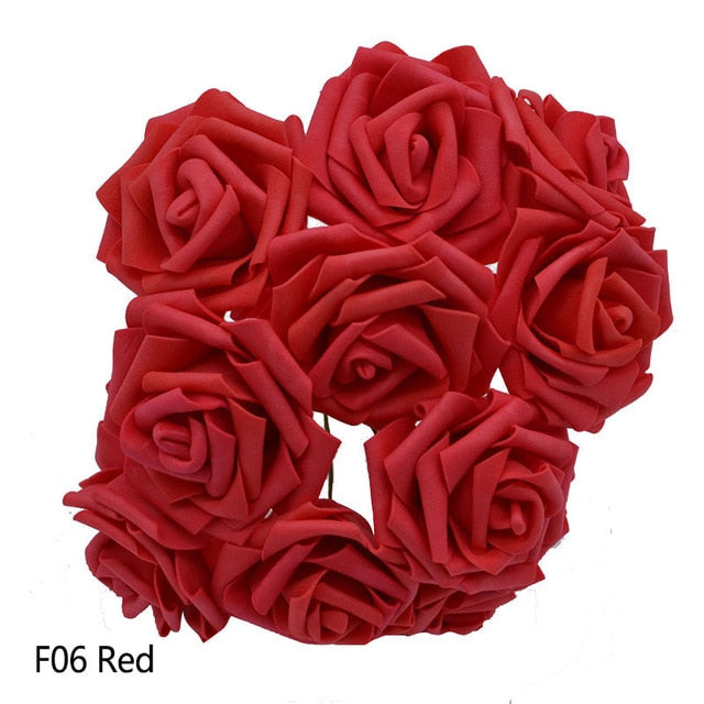 25 Heads 8CM New Colorful Artificial PE Foam Rose Flowers Bride Bouquet Home Wedding Decor Scrapbooking DIY Supplies