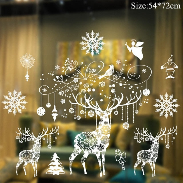 Christmas Window Stickers Christmas Decorations for Home Navidad 2020 Christmas Ornaments Xmas Party Decor Happy New Year 2021