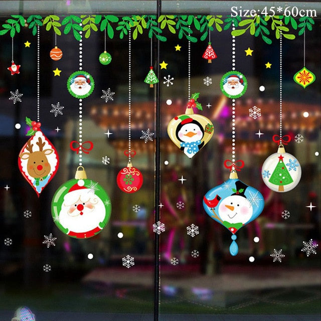 Christmas Window Stickers Christmas Decorations for Home Navidad 2020 Christmas Ornaments Xmas Party Decor Happy New Year 2021