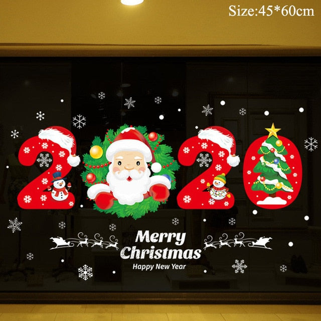 Christmas Window Stickers Christmas Decorations for Home Navidad 2020 Christmas Ornaments Xmas Party Decor Happy New Year 2021