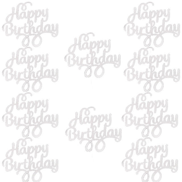 10pcs Gittler Happy Birthday Cake Topper Bling Sparkle Decoration Sign Happy Birthday Cake Topper Girl`s Birthday Dessert Decor
