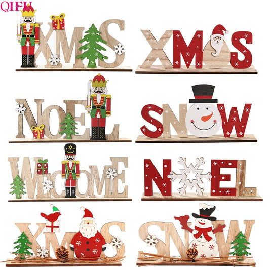 QIFU Xmas Noel Wooden Christmas Ornaments Merry Christmas Decor for Home 2020 Navidad Cristmas Decor Xmas Gifts New Year 2021