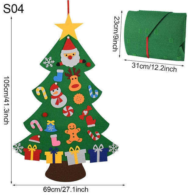 DIY Felt Christmas Tree Decorations Kids Gifts Xmas Tree Door Wall Hanging Ornaments Artificial Tree for Home Navidad Decor 2021