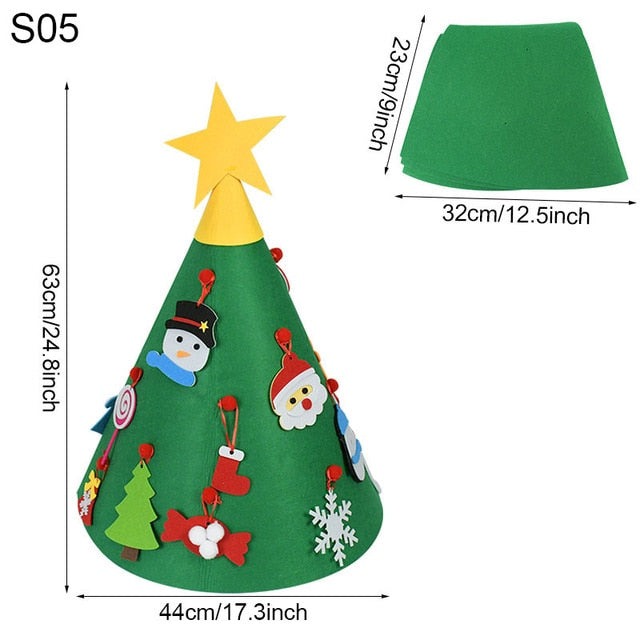 DIY Felt Christmas Tree Decorations Kids Gifts Xmas Tree Door Wall Hanging Ornaments Artificial Tree for Home Navidad Decor 2021