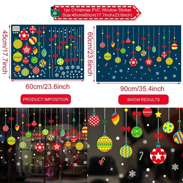 Window Stickers Christmas Decorations For Home 2020 Navidad Natal Merry Christmas Ornaments Cristmas Gifts Happy New Year 2021