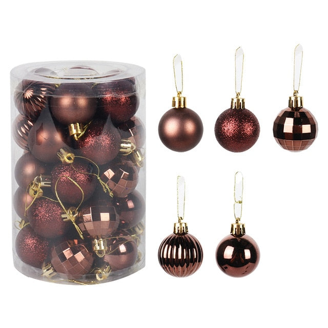 34pcs christmas ornament for xmas home decor light plastic balls natal deco one barrel ball 4cm 2021 hanging pendent new year