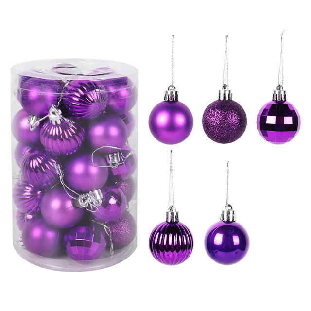 34pcs christmas ornament for xmas home decor light plastic balls natal deco one barrel ball 4cm 2021 hanging pendent new year