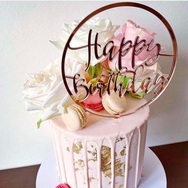 Ins New Happy Birthday Acrylic Cake Topper