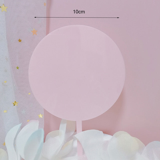INS Happy Birthday Acrylic Cake Topper Pink Circle Double Layer Cupcake Topper For Birthday Party Cake Decorations Baby Shower