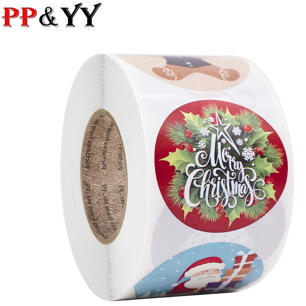 100-500PCS Snowman Stickers Christmas Gift Decoration  Packaging Stationery Happy Holidays  Seal Label