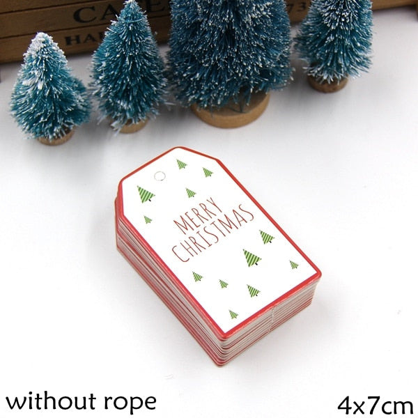 50PCS Multi Style Merry Christmas Paper Tags DIY Craft Label For Christmas Party Note Hang Tag Handmand Gift Wrapping Supplies