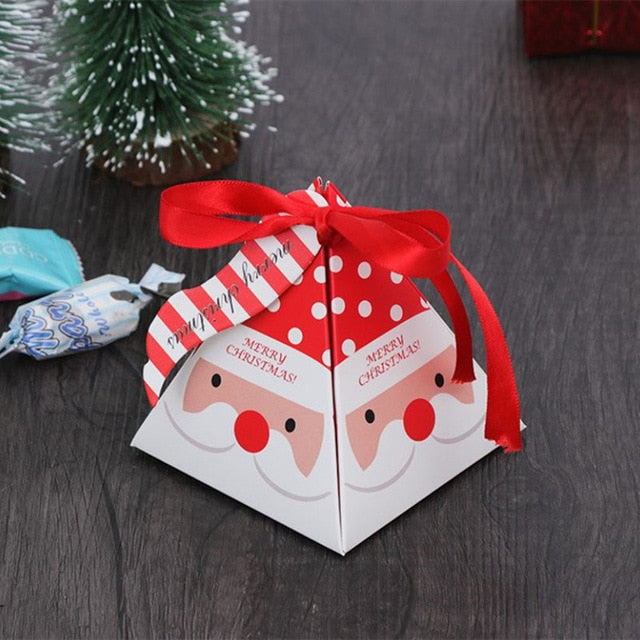 10pcs Christmas Packing Gift Bag Candy Boxes for Kids Birthday Wedding Favors Box Packaging Paper Bags Event Xmas Party Supplies