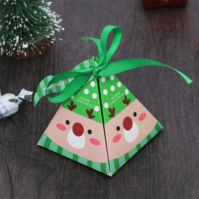 10pcs Christmas Packing Gift Bag Candy Boxes for Kids Birthday Wedding Favors Box Packaging Paper Bags Event Xmas Party Supplies